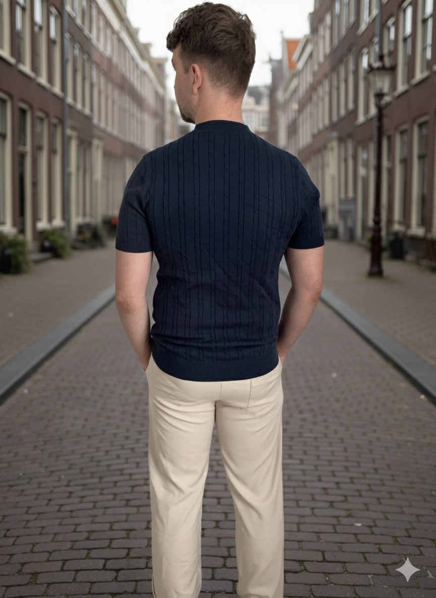 Navy Rib Polo