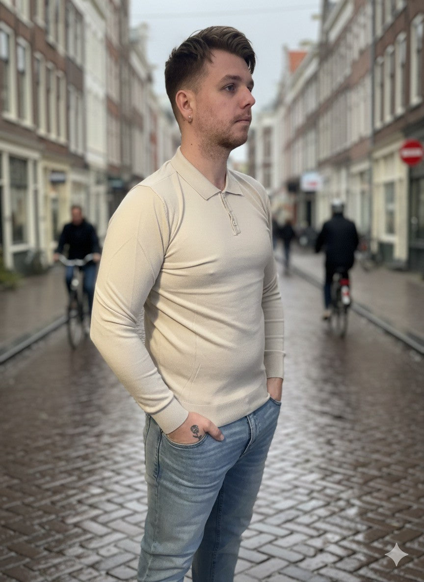 Beige Polo Knit