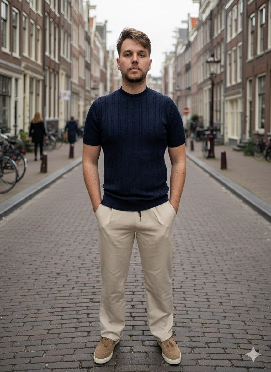 Navy Rib Polo