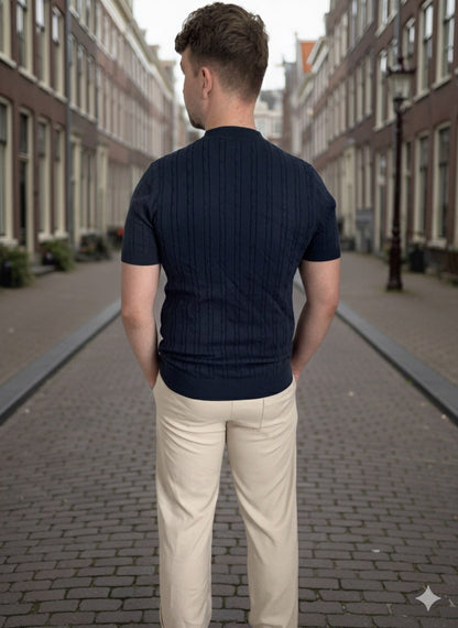 Navy Rib Polo