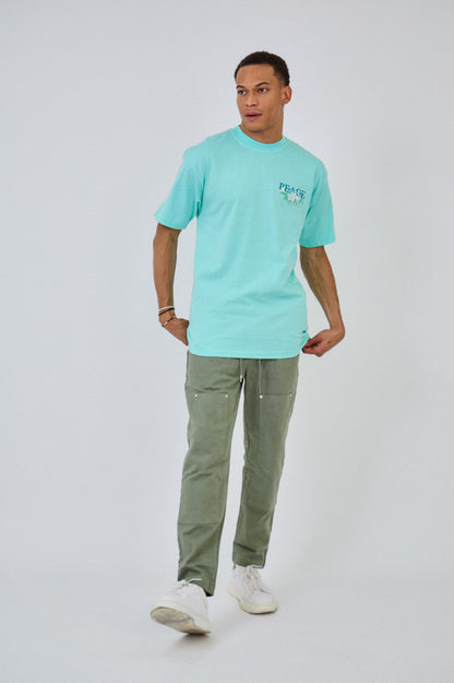 Peace Bloom Tee - Aqua Blue