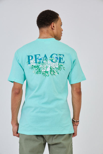 Peace Bloom Tee - Aqua Blue