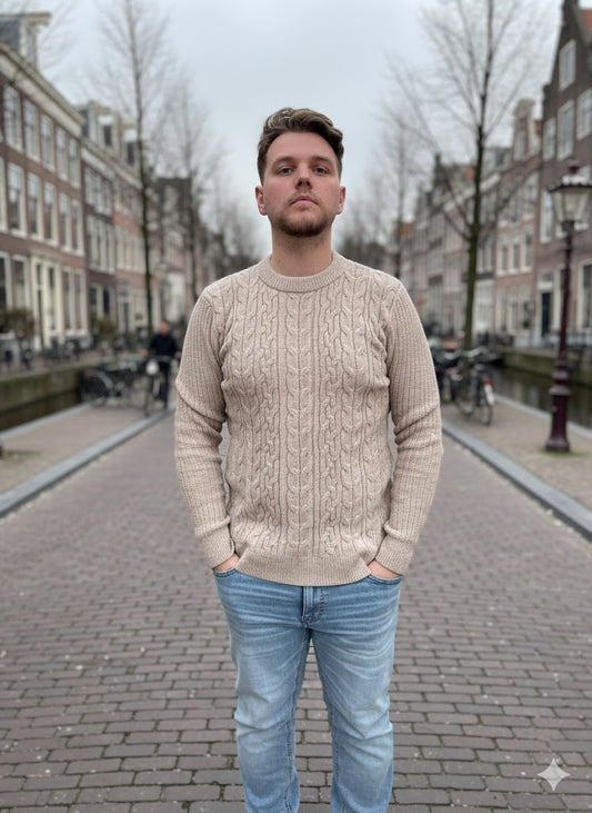 The Aran Knit Sweater Beige